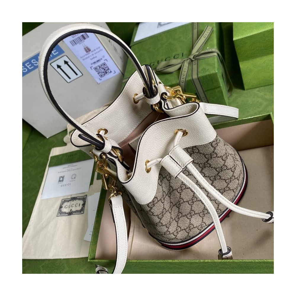 Gucci Ophidia Small GG Bucket Bag White