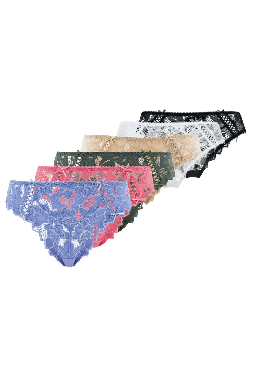 Lot de 6 slips Arum Noir, Blanc, Skin, Rose, Vert et Bleu