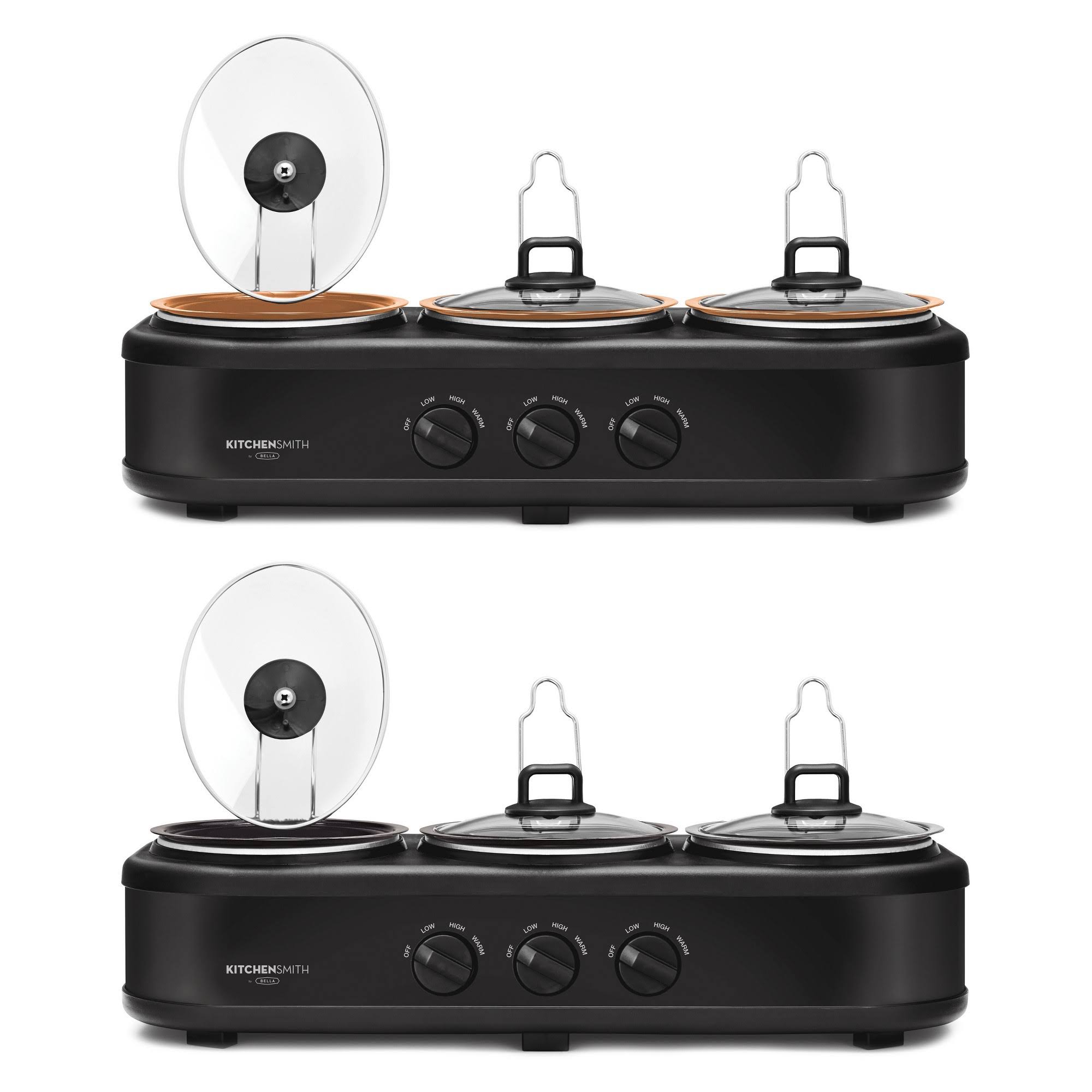 Bella Triple Slow Cooker and Buffet Server, 3 x 1.5 qt Black