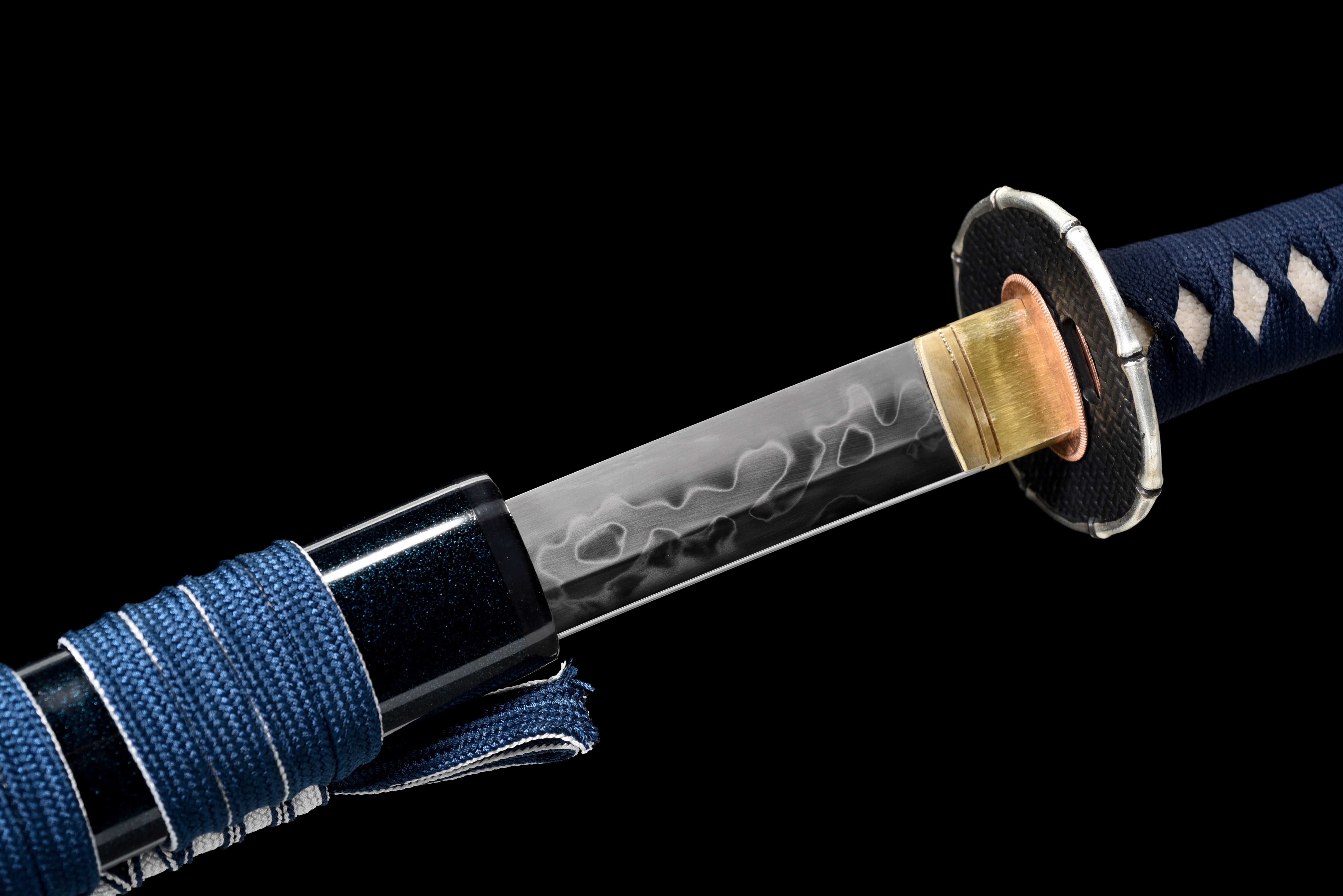 Blue Katana – T10 Clay Tempered Full Hamon (皆烧), Full Tang