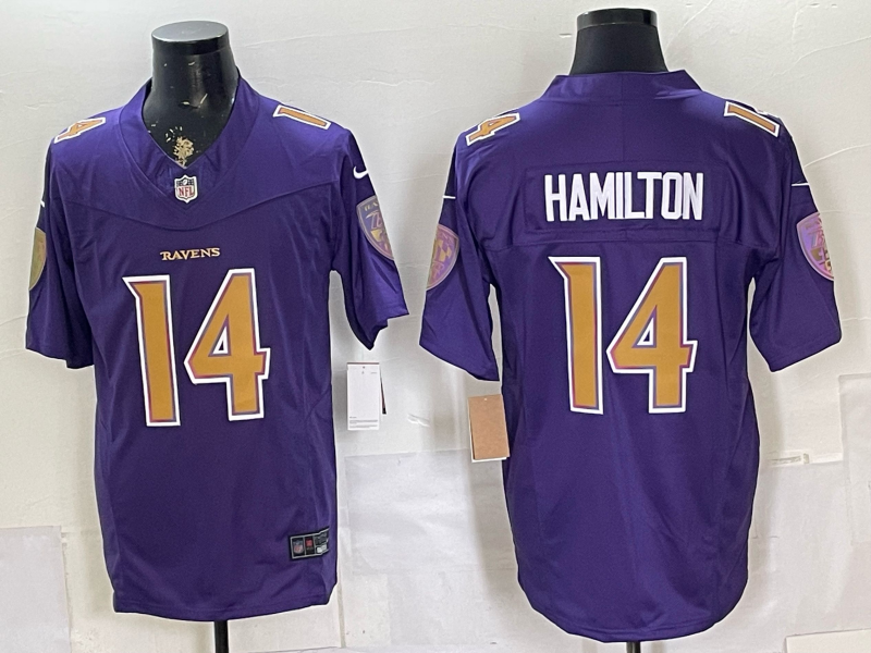 Men's Baltimore Ravens Kyle Hamilton #14 Purple Alternate Game Jersey