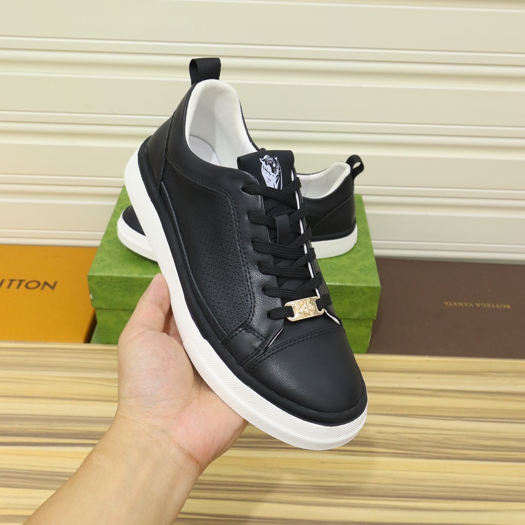 Gucci Men?S Platform Sneakers Leather Black And Black Edge