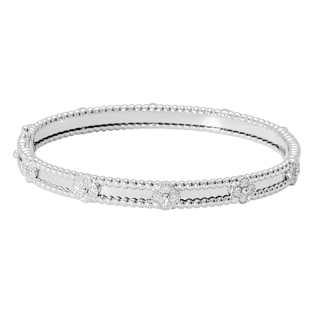 Van Cleef & Arpels Perlet Sweet Clover Bracelet 18K White Gold Diamond VCARP6X900