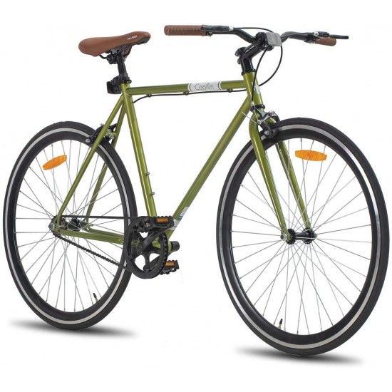 Road City Bike Urban City Commuter Bicycle for Men 700C Wheels with Single-Speed Green 58cm