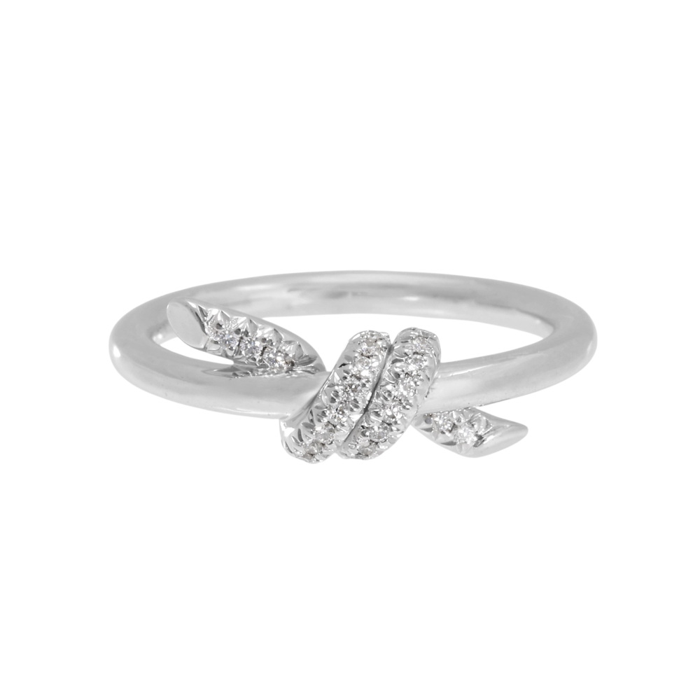 Tiffany & Co. Knot Ribbon Ring 18K White Gold Diamond 70302721
