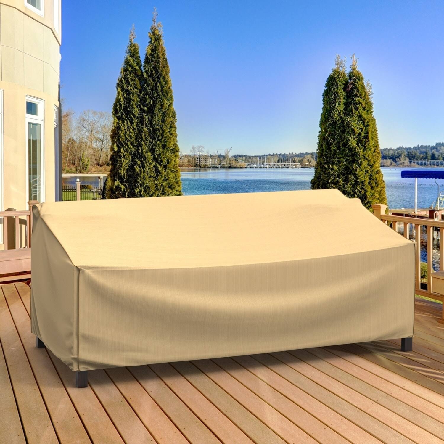 Budge NeverWet Savanna Patio Sofa COVER, Tan, Small