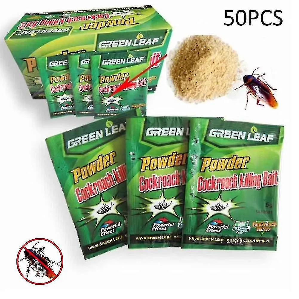 Green Leaf Powder Cockroach Killer Bait Repeller Killing Trap Pest Control - 20-50 Packs