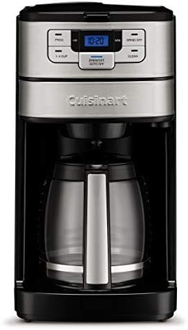 Automatic Grind & Brew 12-Cup Coffee Maker with Blade Grinder, Programmable Coffee Machine Glass Carafe with 1-4 Cup Setting, Brew Pause, Grind-Off Option, Black/Stainless Steel