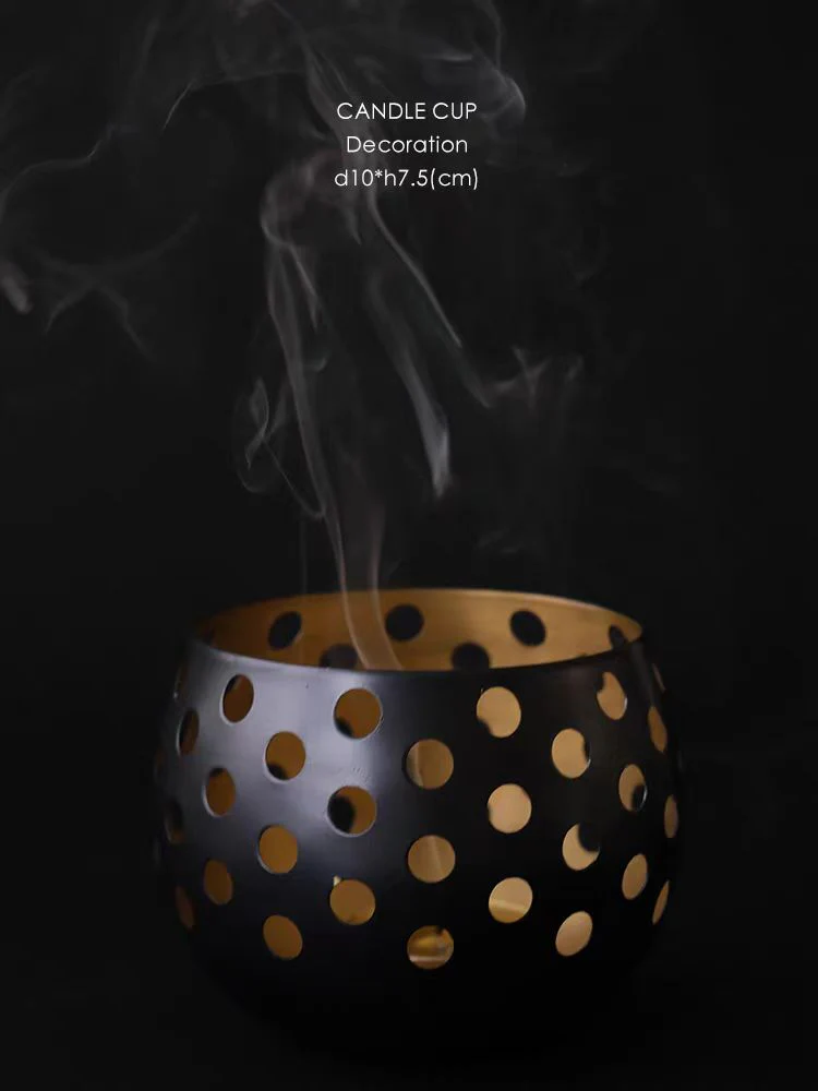 DC140 - Real! Brass! Handmade aromatherapy atmosphere candle cup grass room Yayoi artistic candlelight ornament