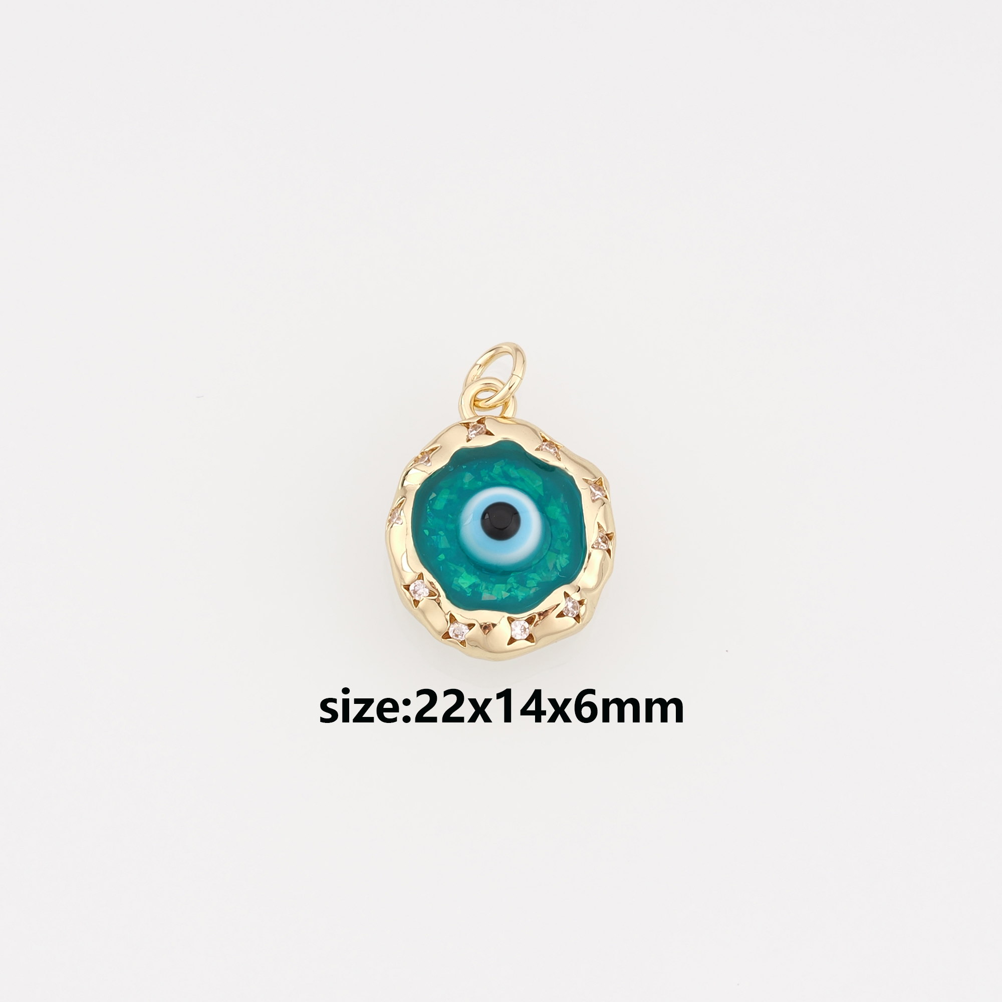 18K Gold Filled Evil Eye Pendant,Enamel Evil Eye Charm Earrings Necklace for DIY Jewelry Making Supply