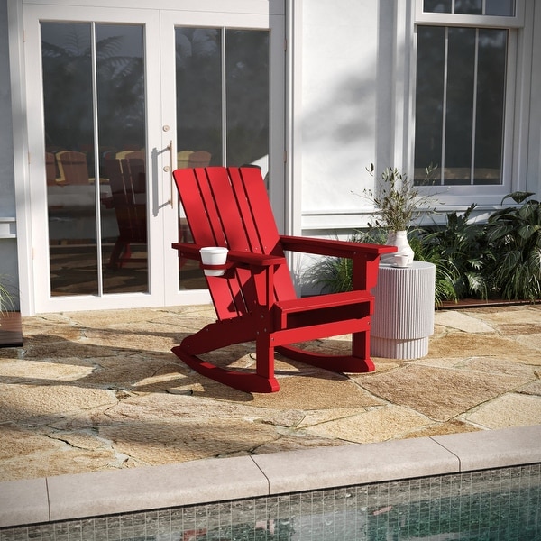 AllWeather Rocking Adirondack Chair with Swiveling Cupholder