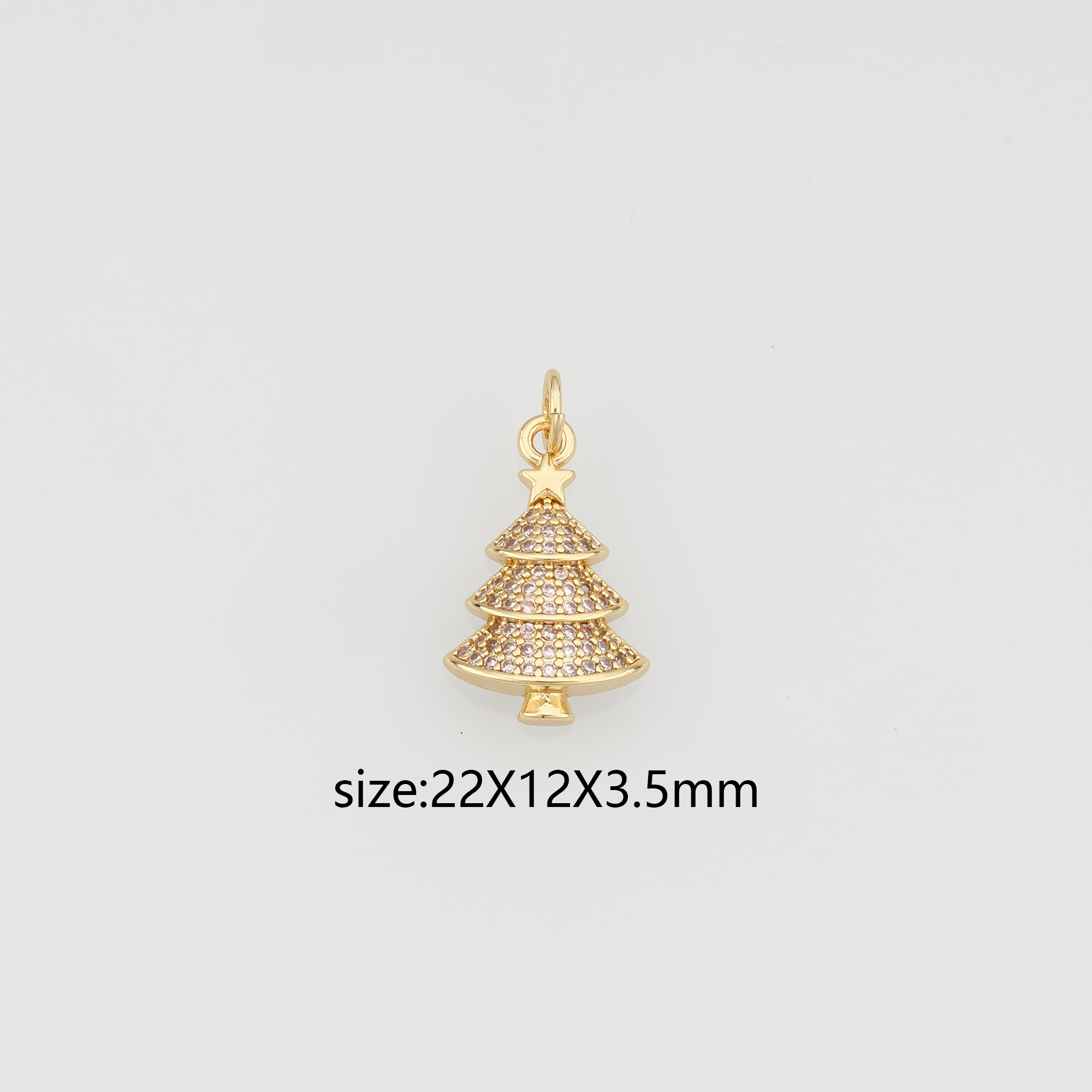18K Gold Filled Christmas Tree Pendant,CZ Micro Pave Christmas Charm Earrings Necklace for DIY Jewelry Making Supply