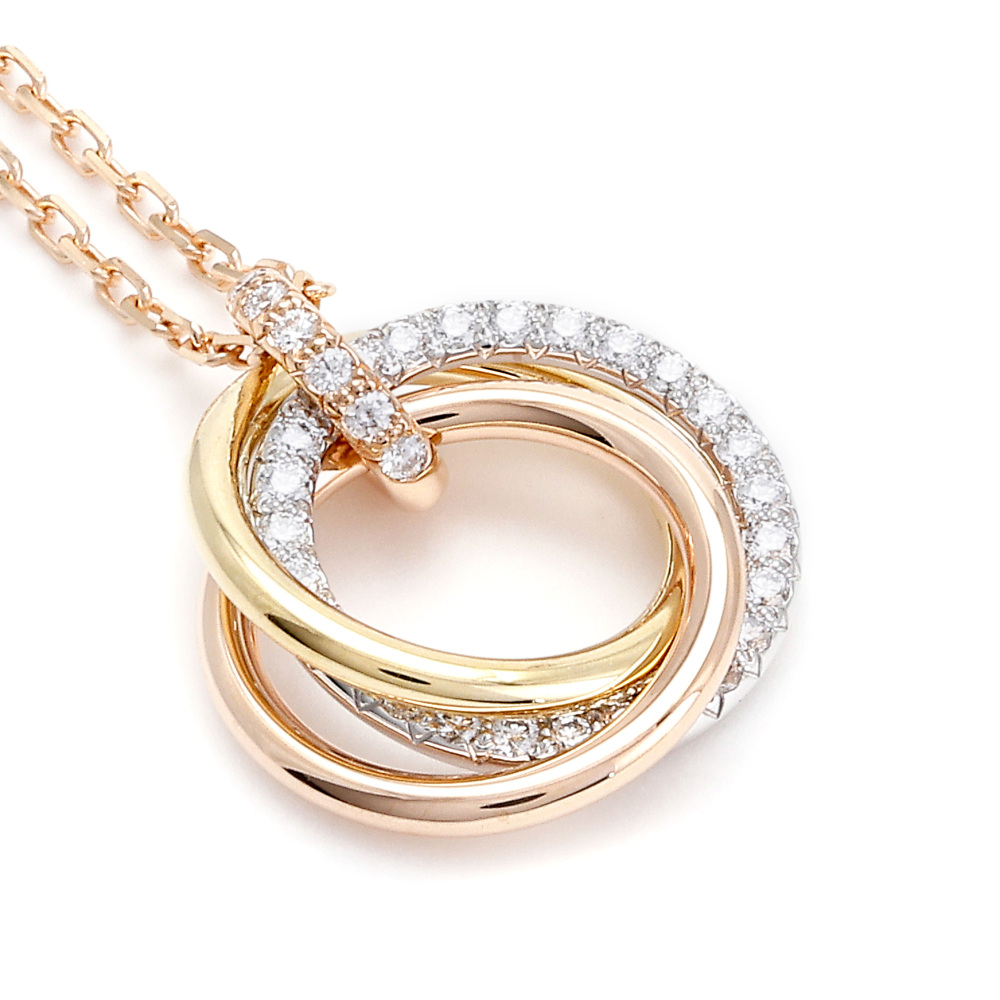 Cartier Trinity Necklace Tri-Gold Diamond B7224586