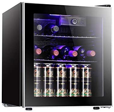 Antarctic Star 26 Bottle Wine Cooler/Cabinet Beverage Refrigerator Small Mini Red & White Wine Cellar Beer Soda Clear Front Glass Door Counter Top Bar Fridge