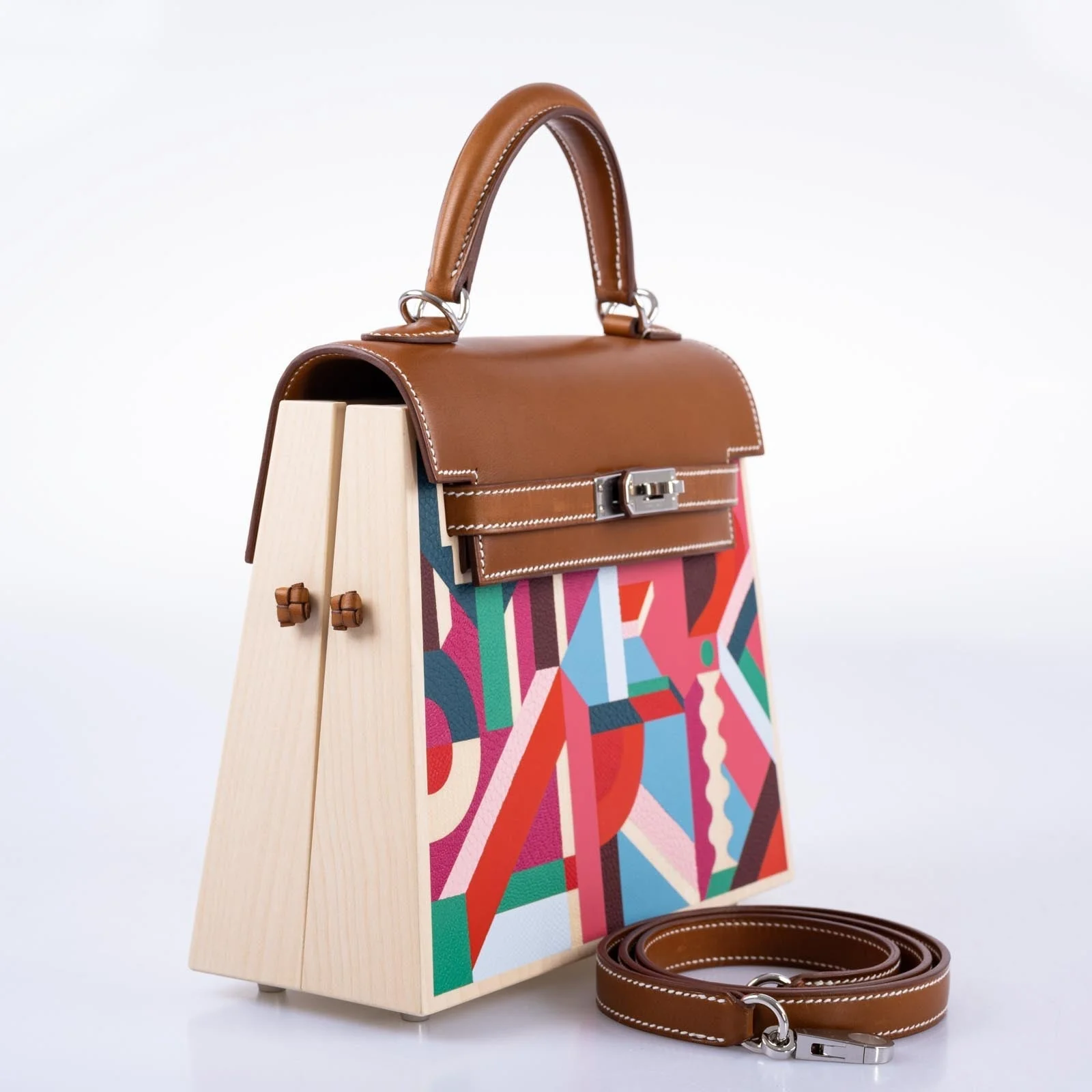 Hermès Kelly Picnic Kellywood Perspective Cavalière Wood Barenia Palladium Hardware