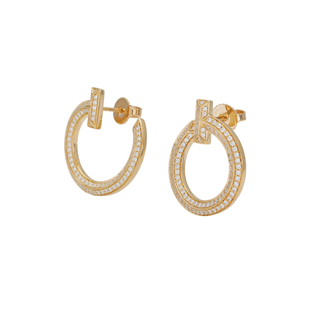 Tiffany & Co. Tiffany T One Open Hoop Earrings 18K Yellow Gold 68408083