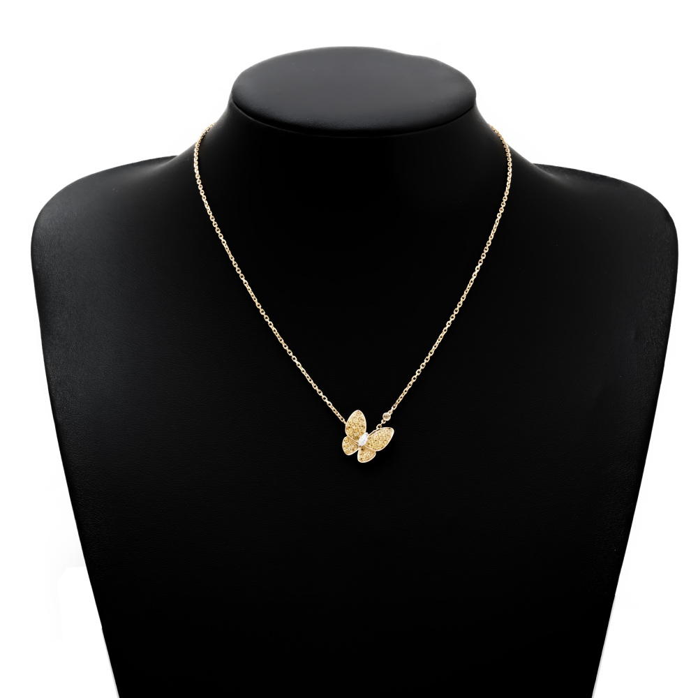 Van Cleef & Arpels Fauna de Papillon Necklace 18K White Gold & 18K Yellow Gold VCARO3M300