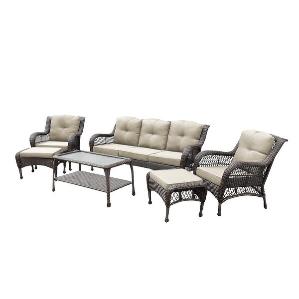 6piece Resin Wicker Patio Furniture Conversation Set with High Back