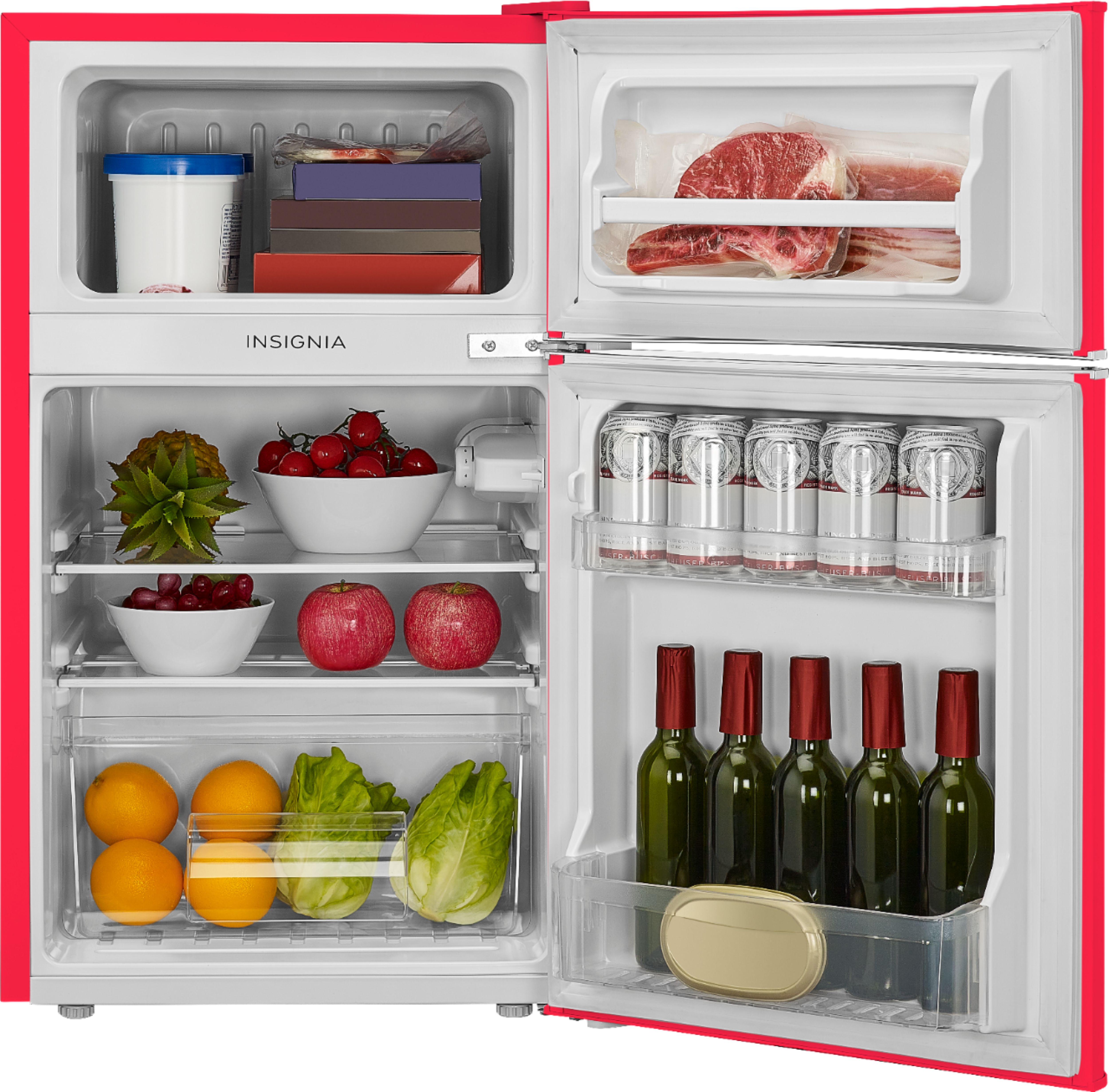 Insignia™ - Retro 3.1 cu. ft.  Mini Fridge with Top Freezer and ENERGY STAR Certification - Red