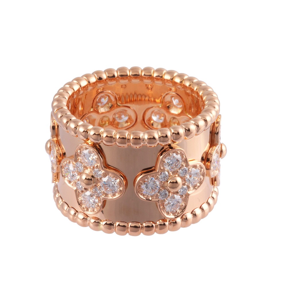 Van Cleef & Arpels Perlée Clovers Ring 18K Rose Gold Diamond VCARO9LN00