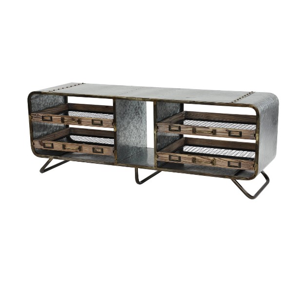 Industrial Storage Bench Gray Olivia amp May
