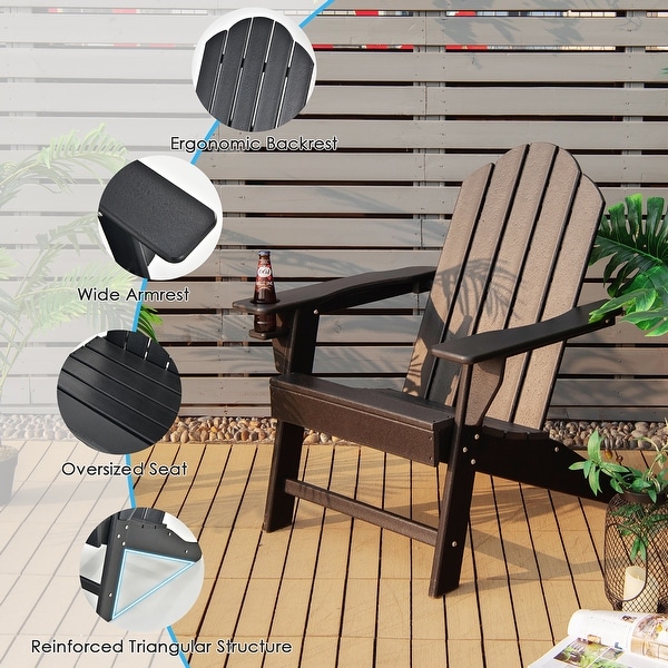 Costway Patio Adirondack Chair Weather Resistant Garden Deck W/Cup