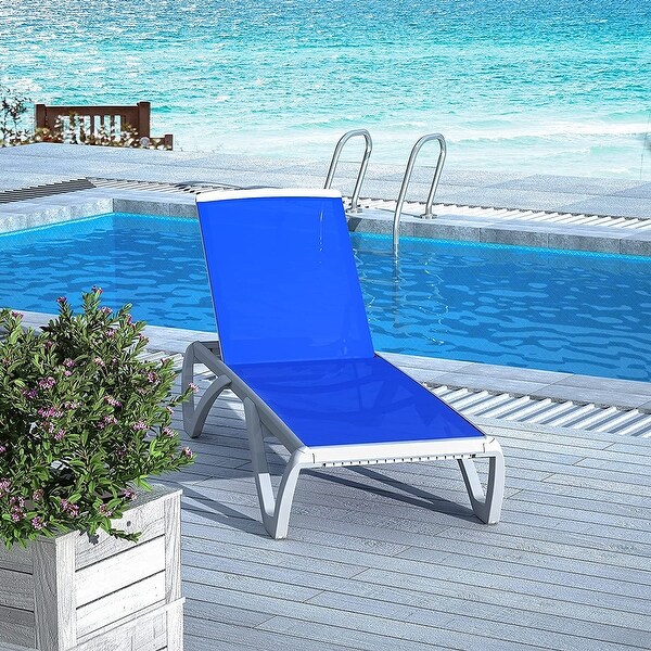 Domi Patio Chaise Lounge,AllWeather Adjustable Recliner with Wheels,Stackable