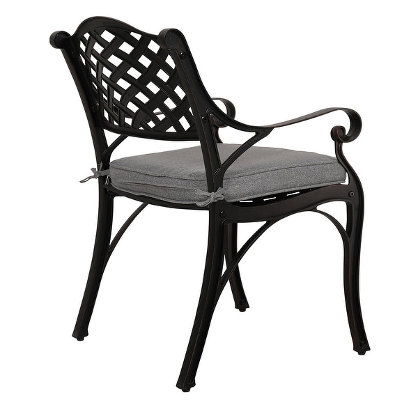 Patio Aluminum 3Piece Bistro set Cushioned Armchair and Table with Umbrella Hole