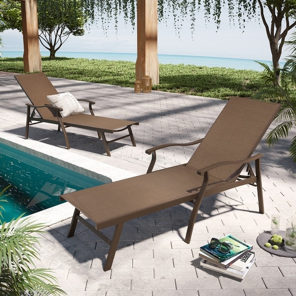 Pellebant 2PCS Patio Aluminum Adjustable Chaise Lounge Chair