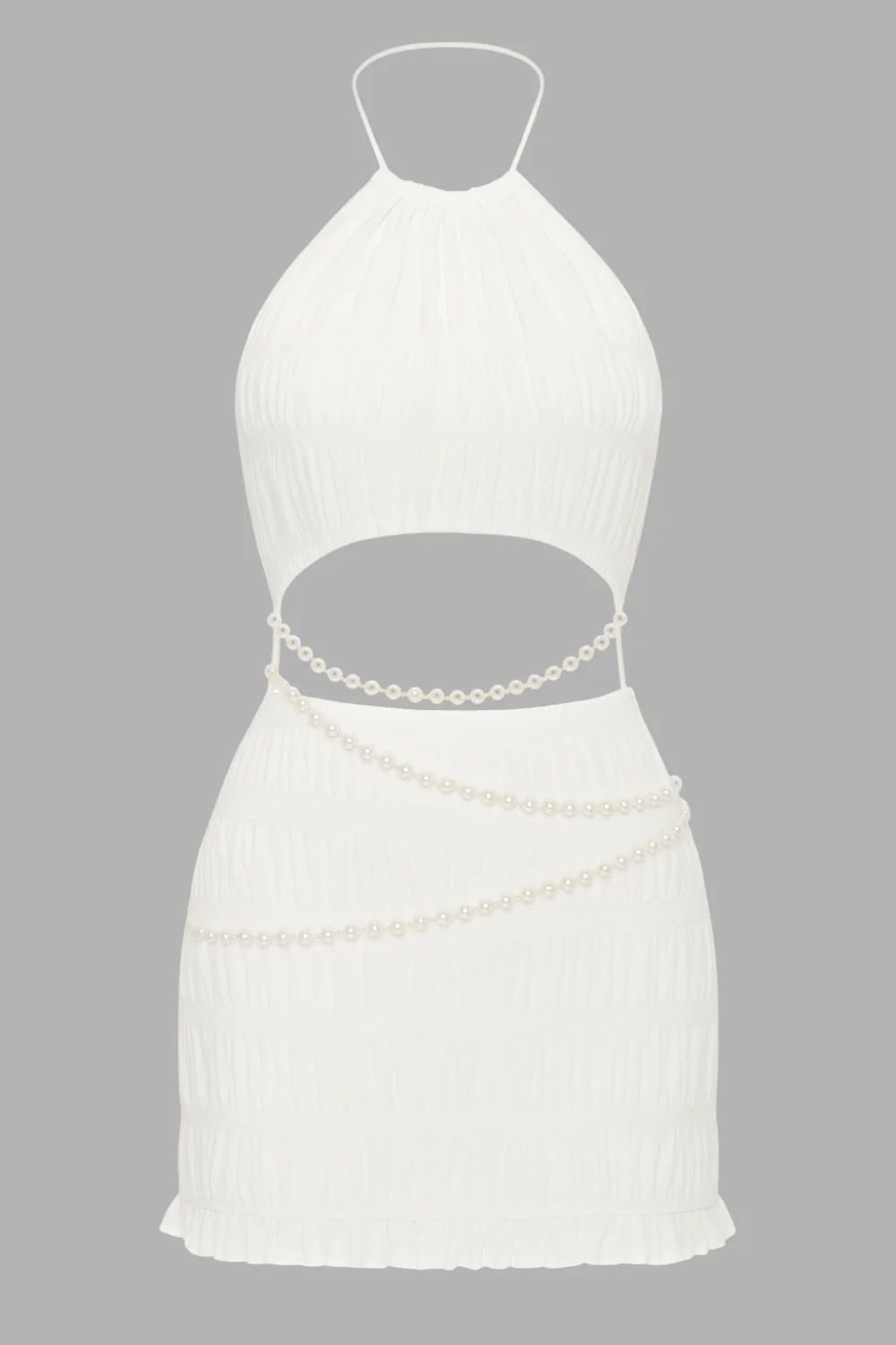 Pearl Embellished Ruched Halter 2pc SetClistos