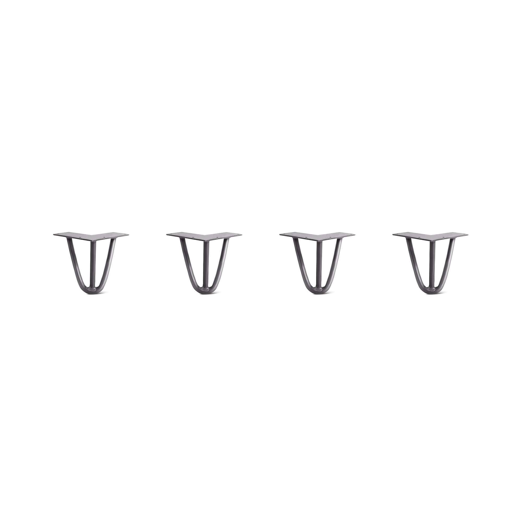 Hairpin Legs Set of 4, 3-Rod Design - Raw Steel, 27x22 / Raw Steel / 1/2x22