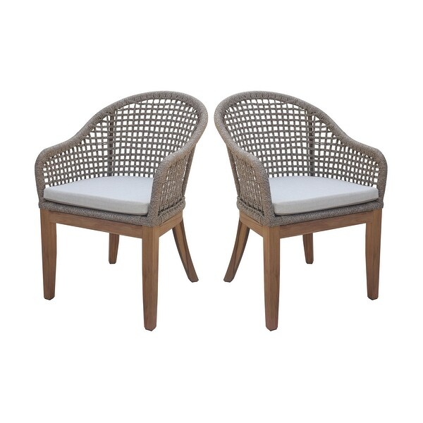 Set of Two Outdoor Teak Patio Dining Chair with Cushions