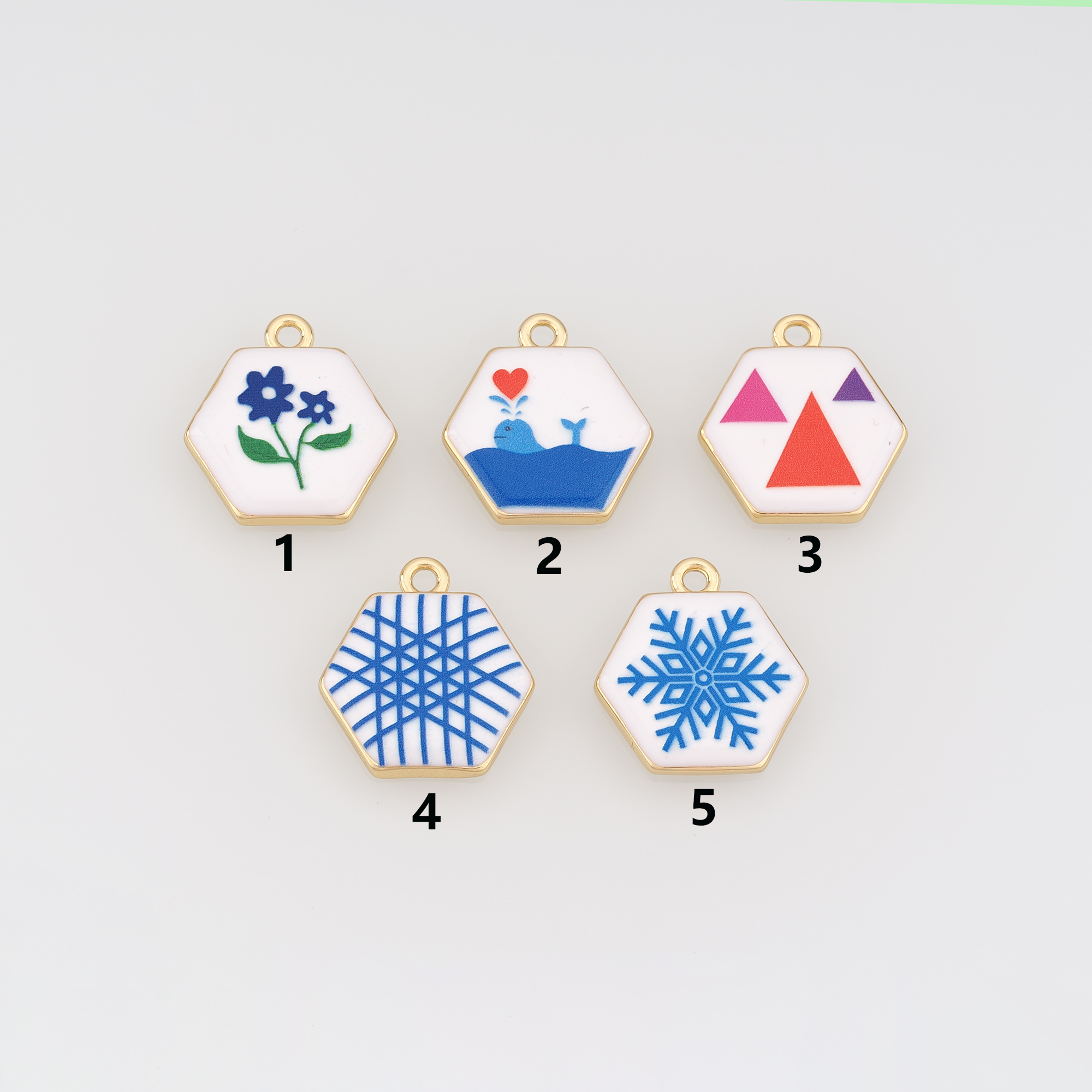 18K Gold Filled Flower Pendant,Snowflake Pendant,Enamel Whale Charm Earrings Necklace for DIY Jewelry Making Supply