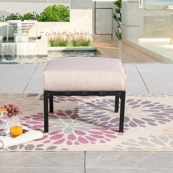 Patio Festival Outdoor WaveArm Col. Metal Ottoman with Cushion