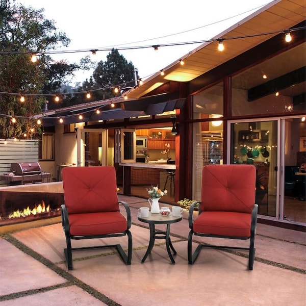 3Piece Patio Bistro Set Dining Set Outdoor Chair Set,Round Side Table with WoodLike Top