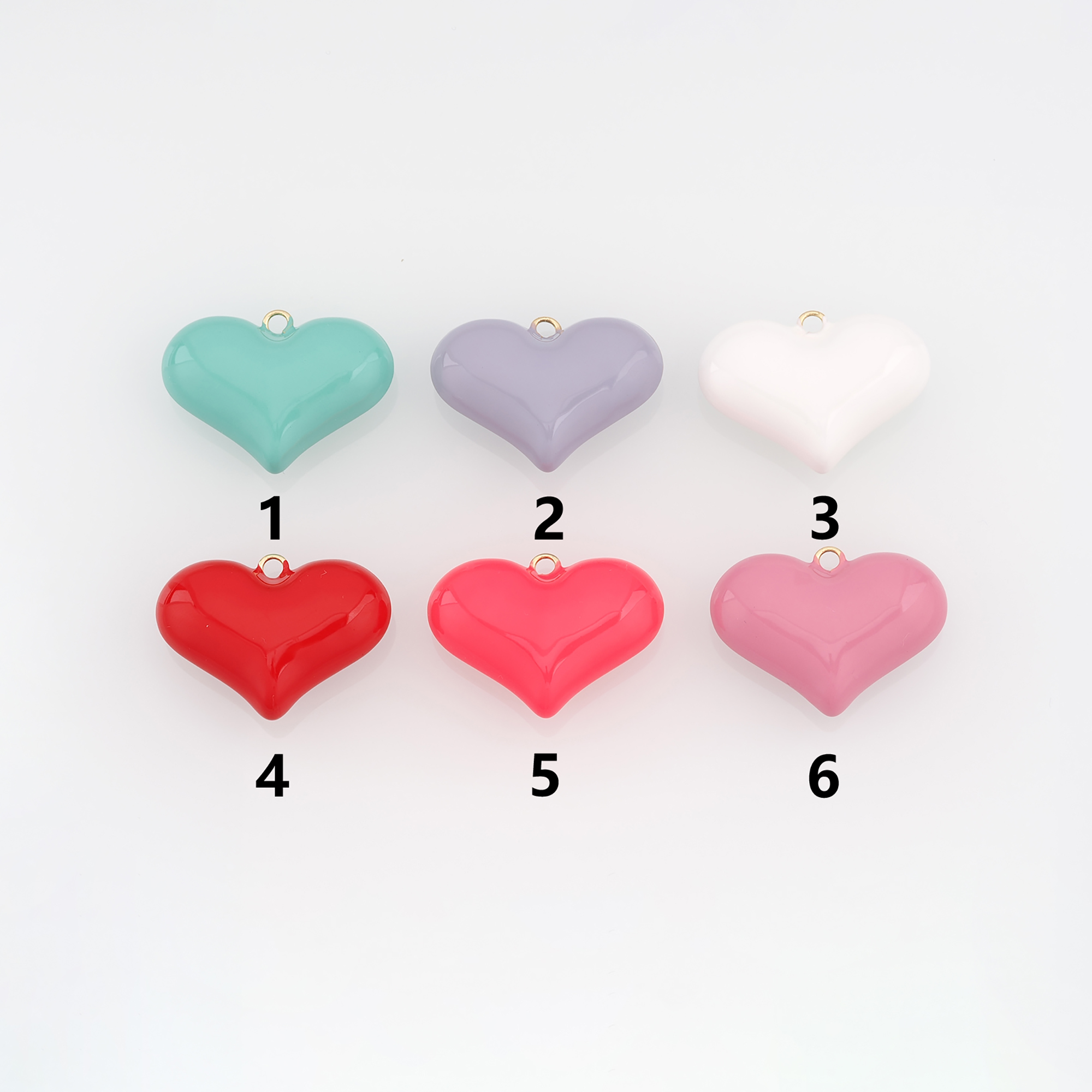 18K Gold Filled Heart Pendant,Enamel Heart Charm Earrings Necklace for DIY Jewelry Making Supply