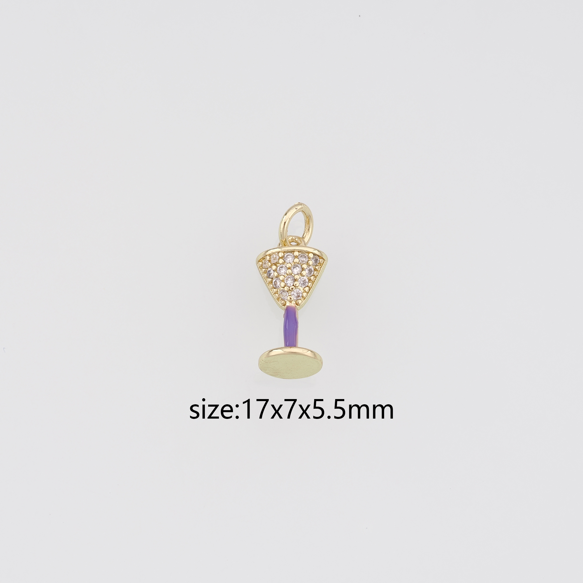 18K Gold Filled Wine Glass Pendant,CZ Micro Pave Wine Glass Charm Earrings Necklace for DIY Jewelry Making Supply