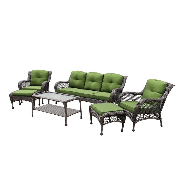 6piece Resin Wicker Patio Furniture Conversation Set with High Back