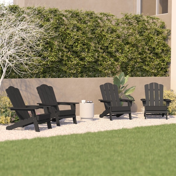 Set of 4 Commercial AllWeather Adirondack Chairs with Cupholders