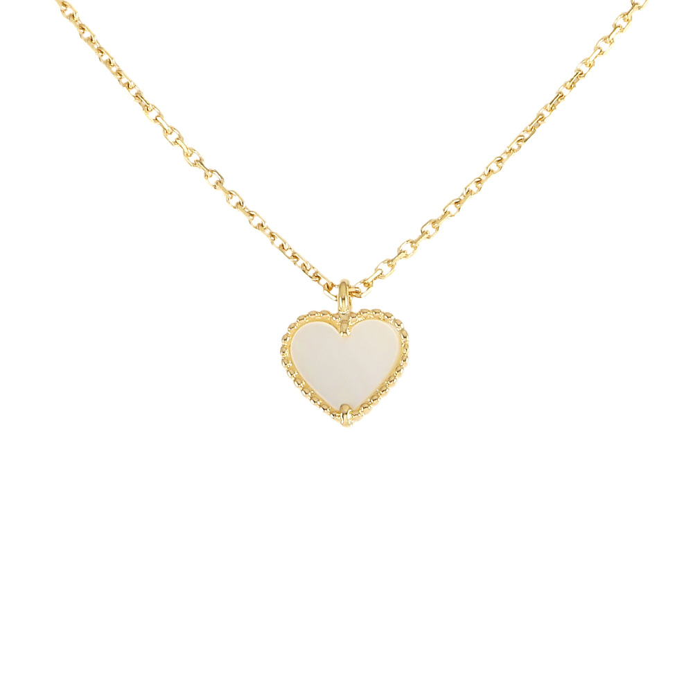 Van Cleef & Arpels Sweet Alhambra Heart Necklace 18K Yellow Gold Mother of Pearl VCARF69200