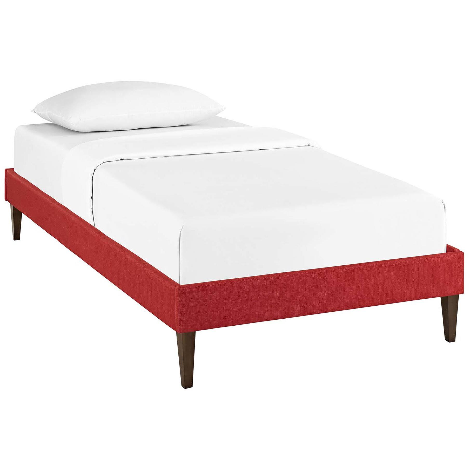 Modway Sharon Twin Fabric Bed Frame with Squared Tapered Legs, Atomic Red
