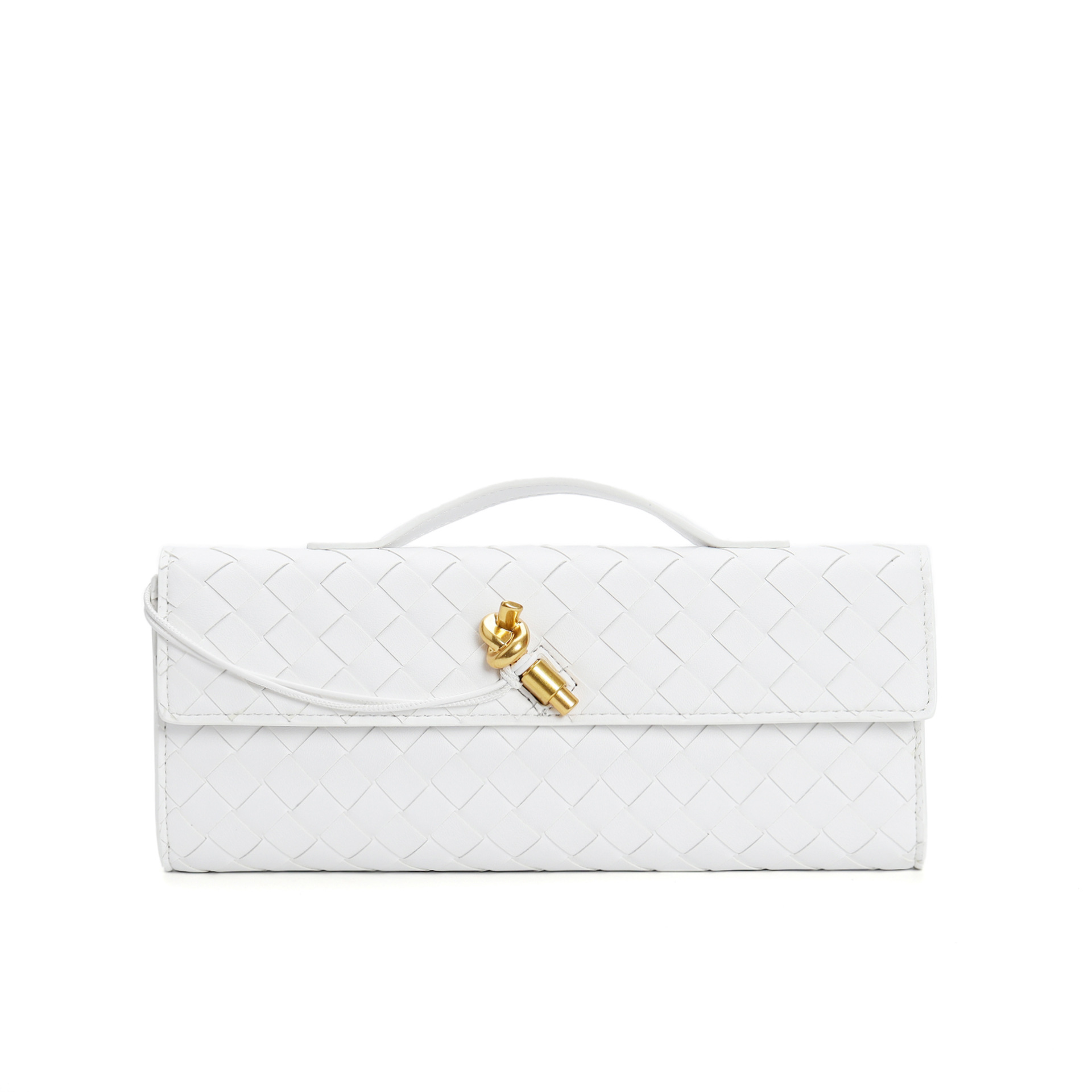 White Woven Leather Clutch