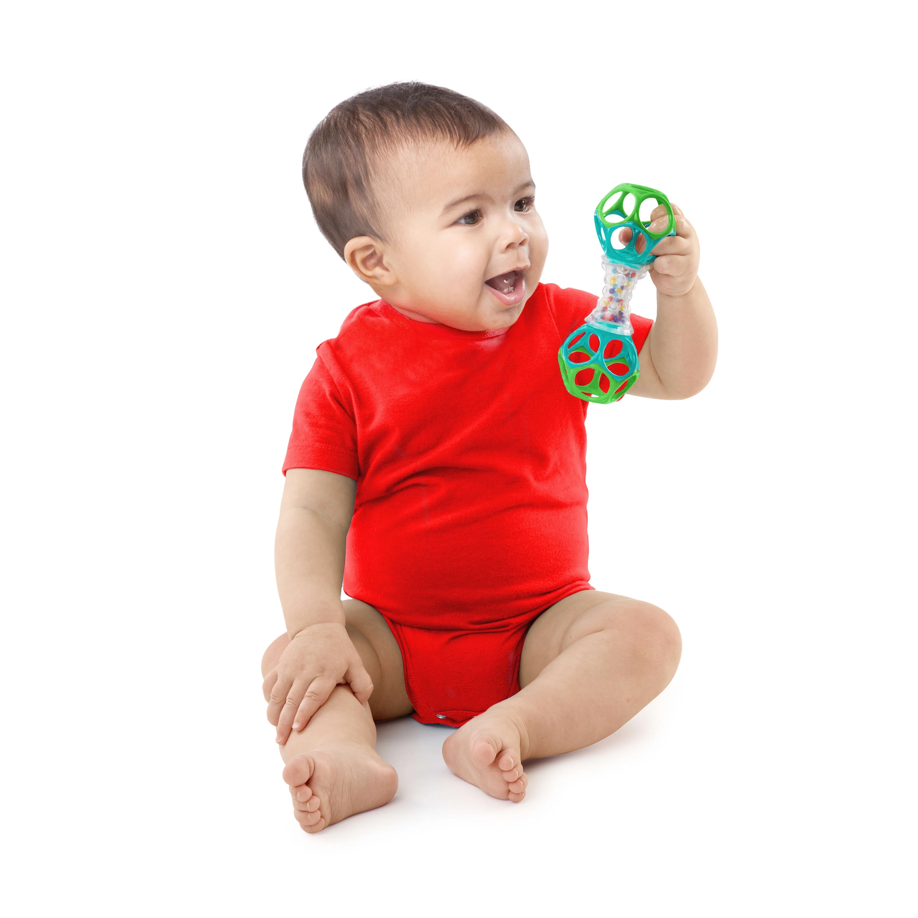 Bright Starts Oball Shaker Beats Easy Grasp Infant Baby Rattle, Blue and Green