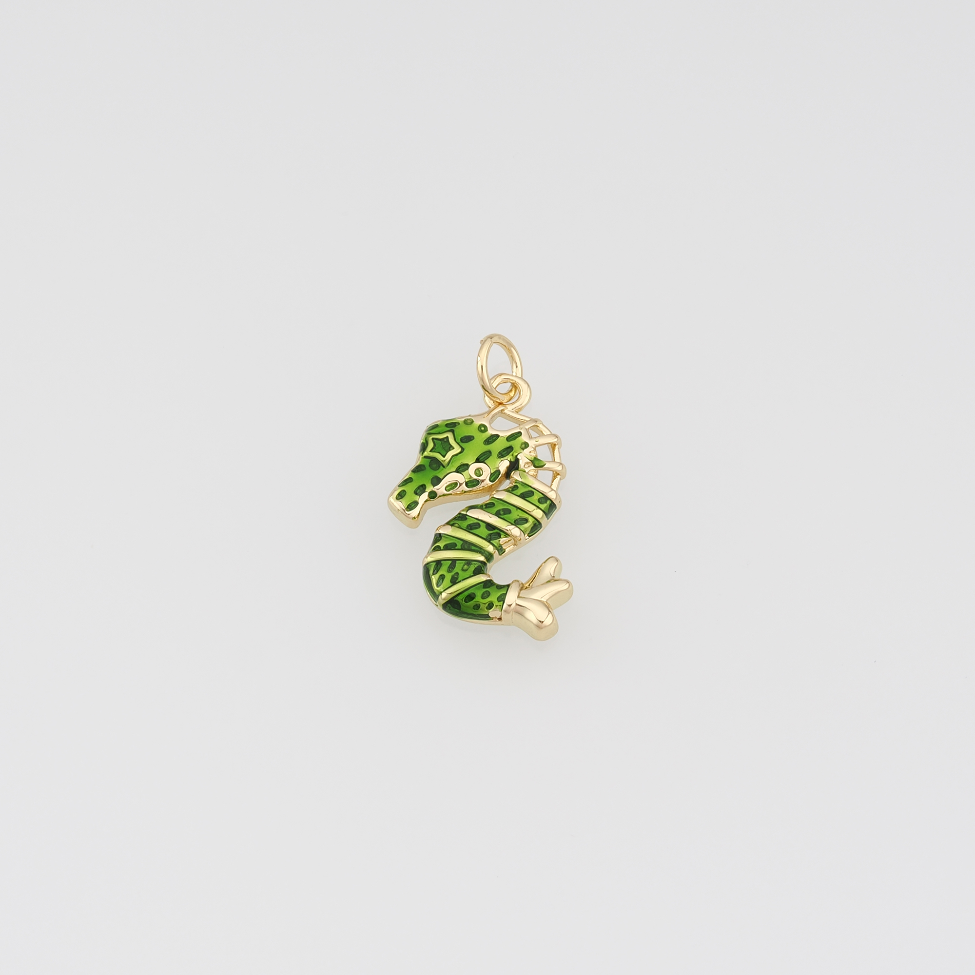 18K Gold Filled Seahorse Pendant,Enamel Seahorse Charm Earrings Necklace for DIY Jewelry Making Supply