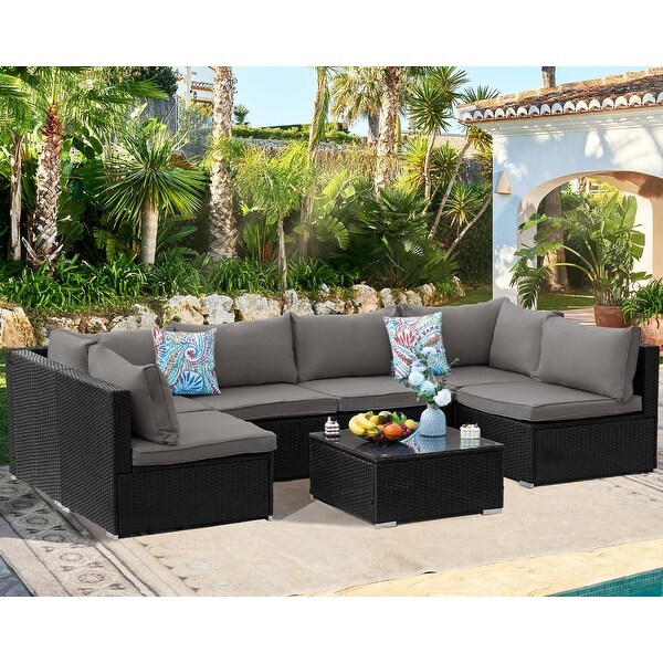 Outdoor 7Piece Sofa Seating Group with Cushions