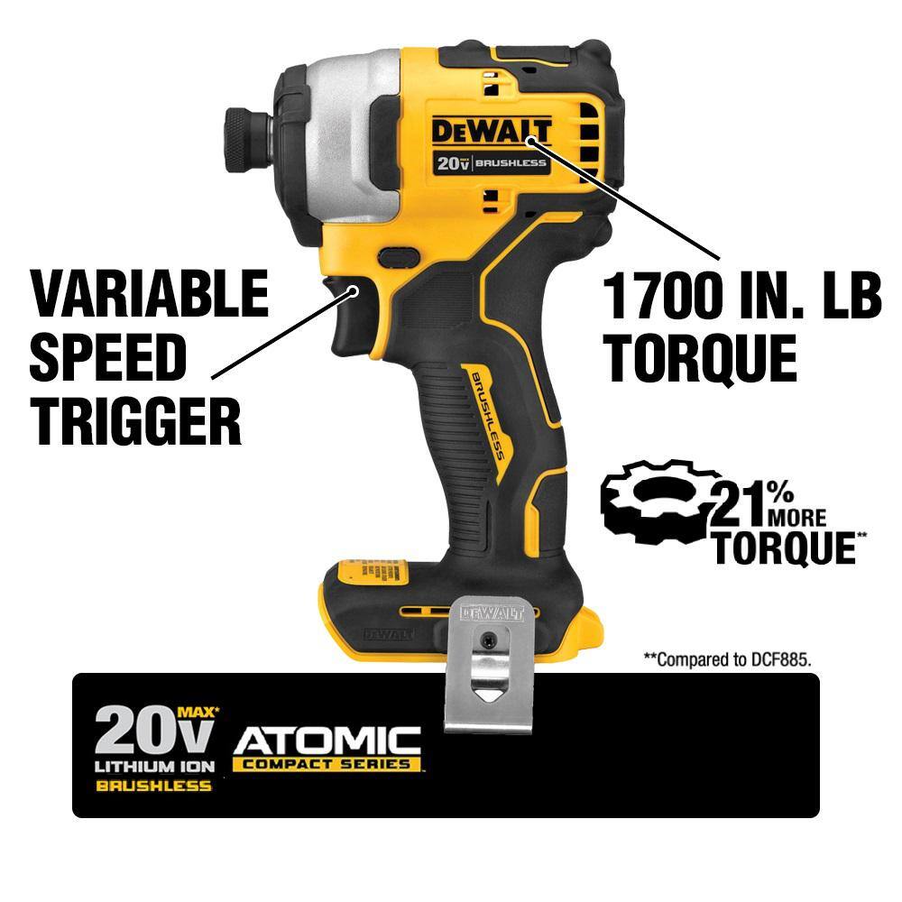 ATOMIC 20V MAX Cordless Brushless Compact 1/4 in. Impact Driver Kit and ATOMIC 20V Brushless 4-1/2 in. Circ Saw