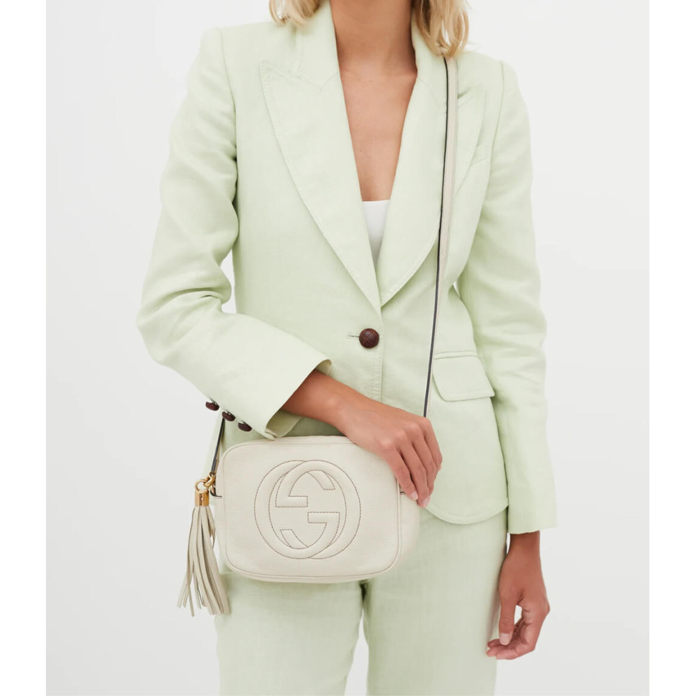 Gucci Soho Small Leather Disco Bag White