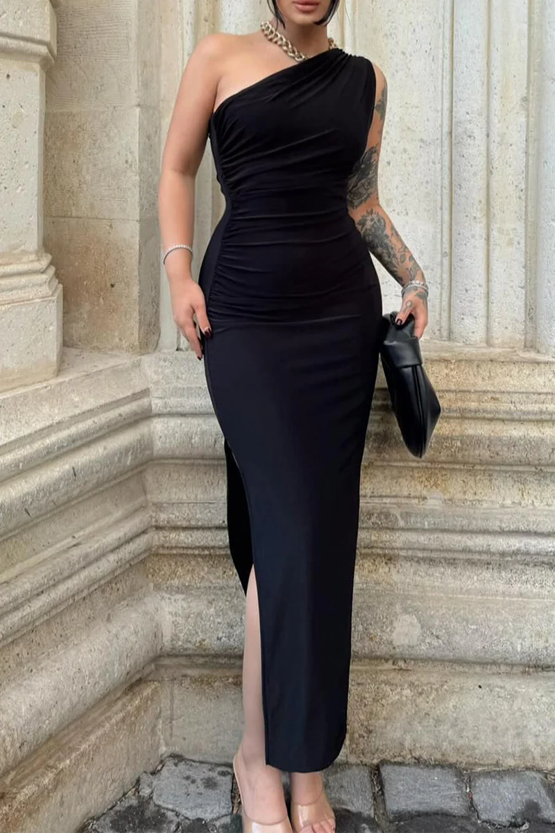 One Shoulder Slit Maxi Dress | Elegant Evening GownClistos