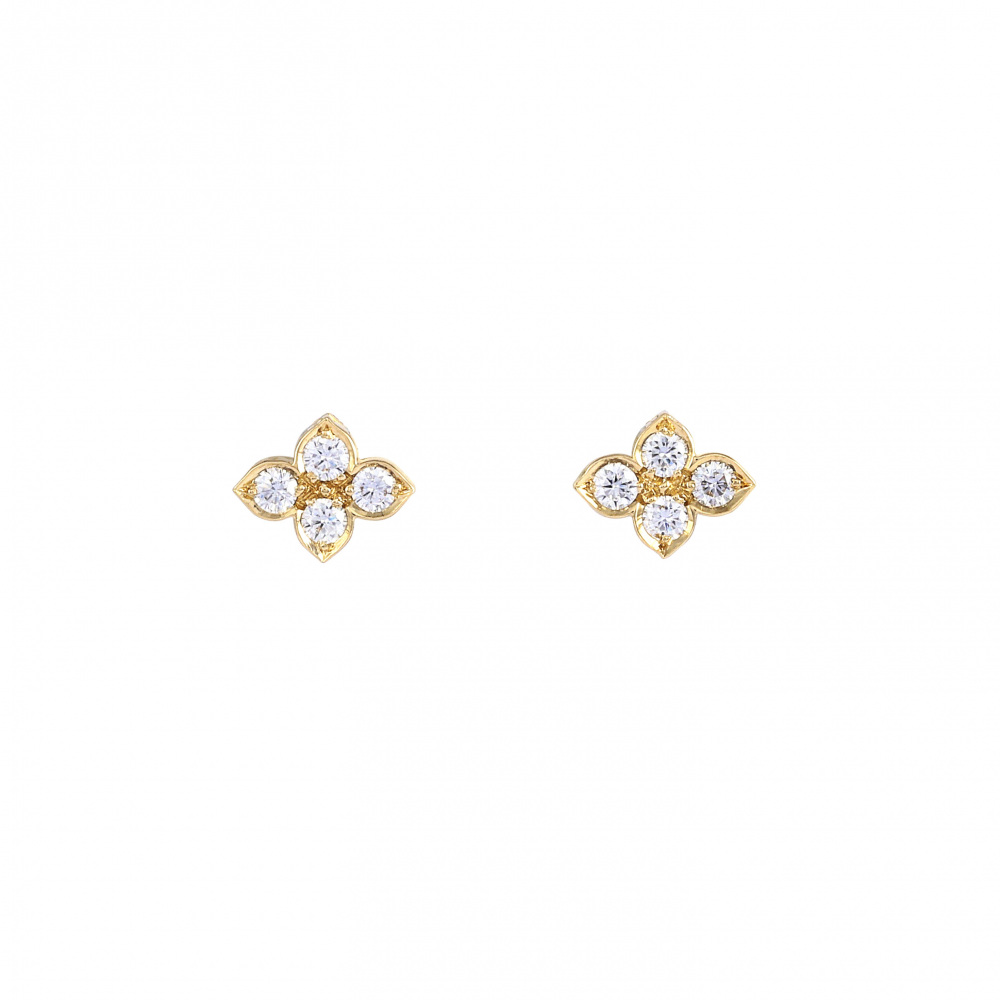 Cartier Hindu K18YG Yellow Gold Earrings Diamond