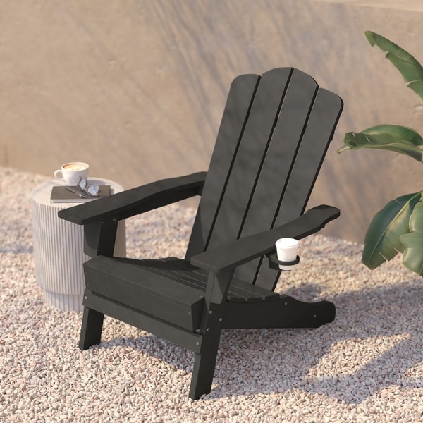 Set of 4 Commercial AllWeather Adirondack Chairs with Cupholders